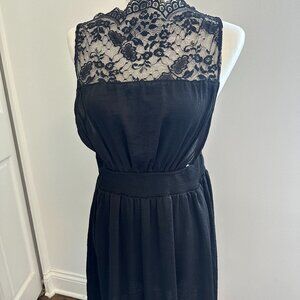 Free People Women’s Size Medium Tea For Two Black Lace Mini Dress Open Sides